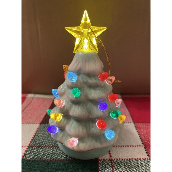 Mr. Christmas Retro Nostalgic 5" Light‎ Up Christmas Tree Ornament - Pastel Blue - Picture 1 of 5